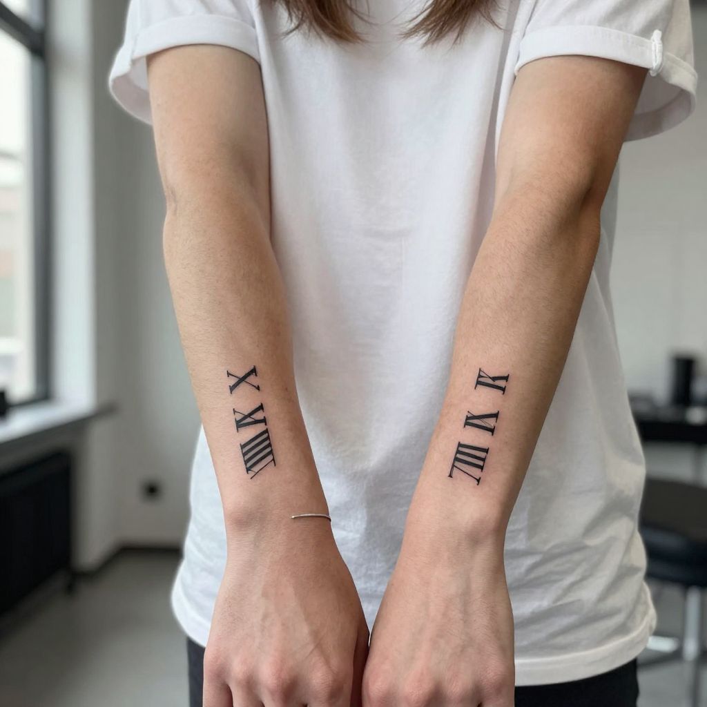 Matching Roman Numeral Tattoos