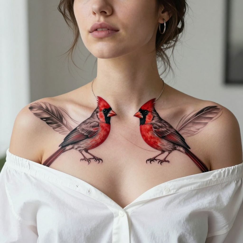 Cardinal Pair on Collarbone
