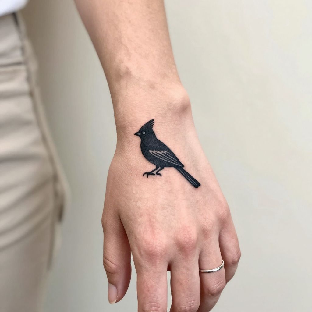Cardinal Silhouette on Finger