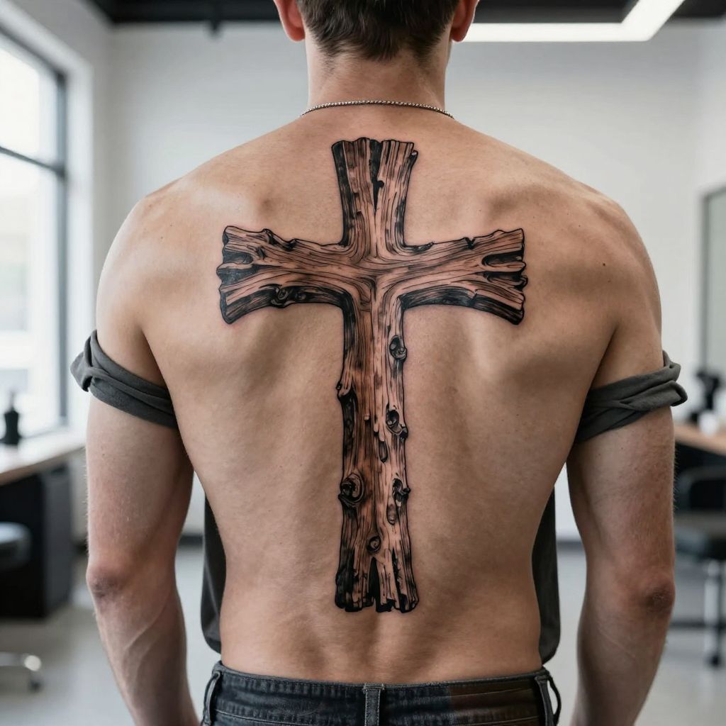 Rustic Wood Cross tattoo
