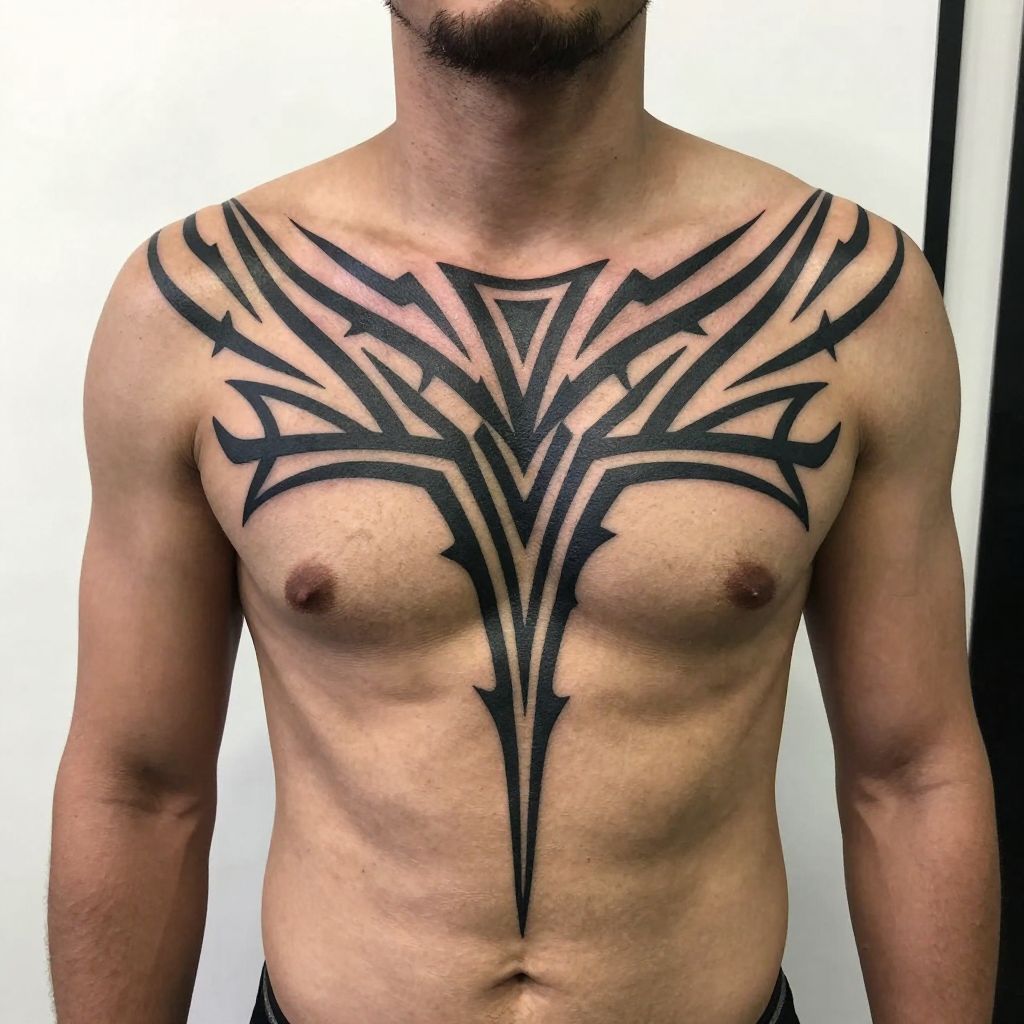 Tribal Cross with Geometric Patterns tattoo