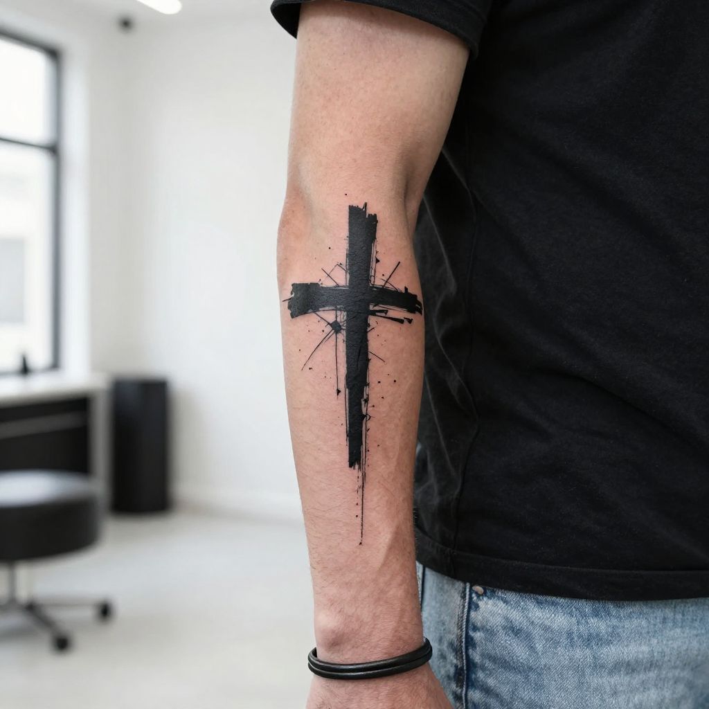 Modern Abstract Cross tattoo