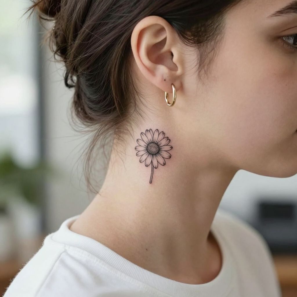 Tiny Daisy Behind the Ear