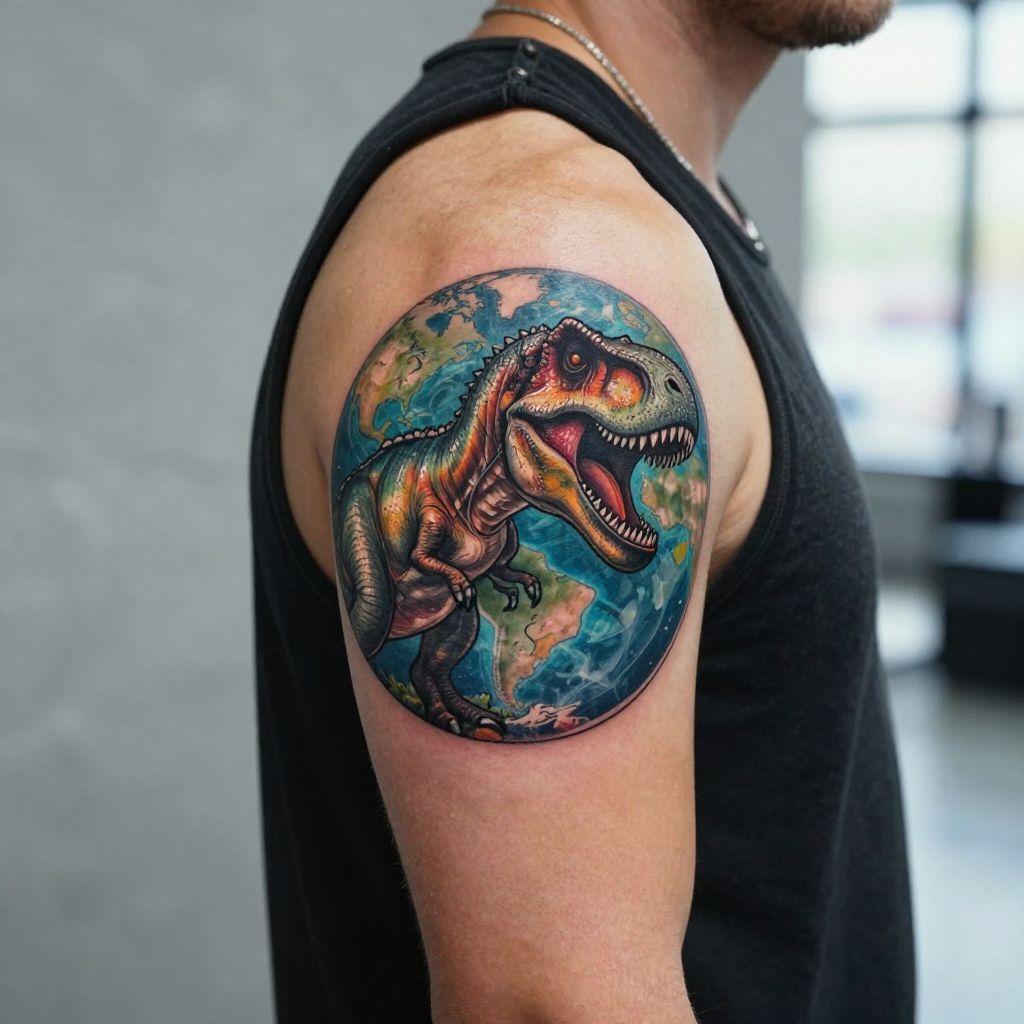 Dinosaur and Planet Earth