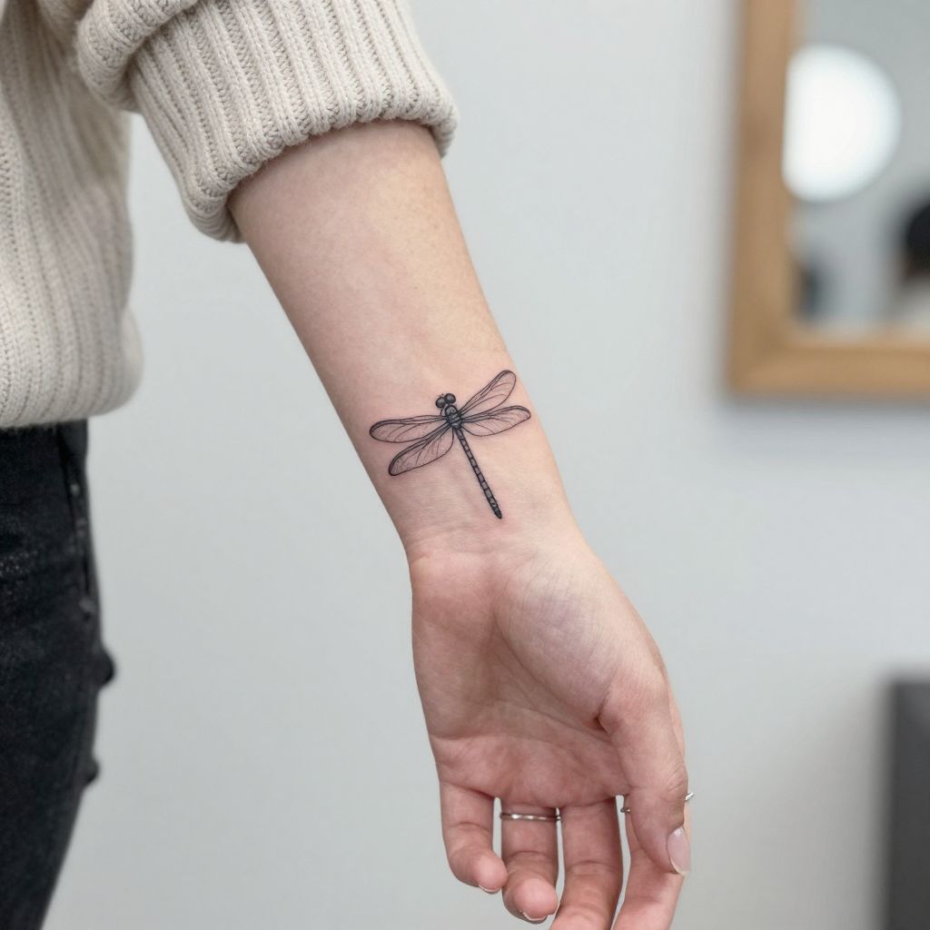 Small Dragonfly Finger Tattoo