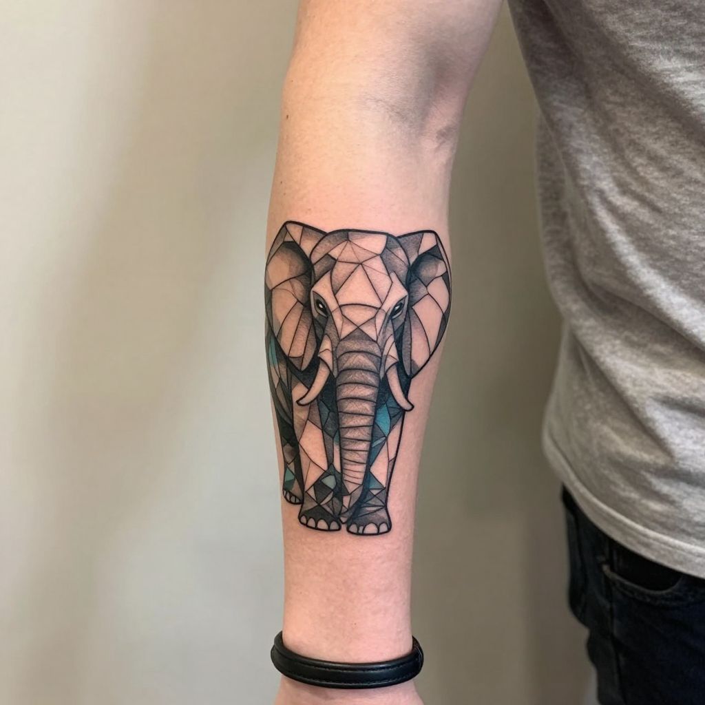 Geometric Elephant Tattoo