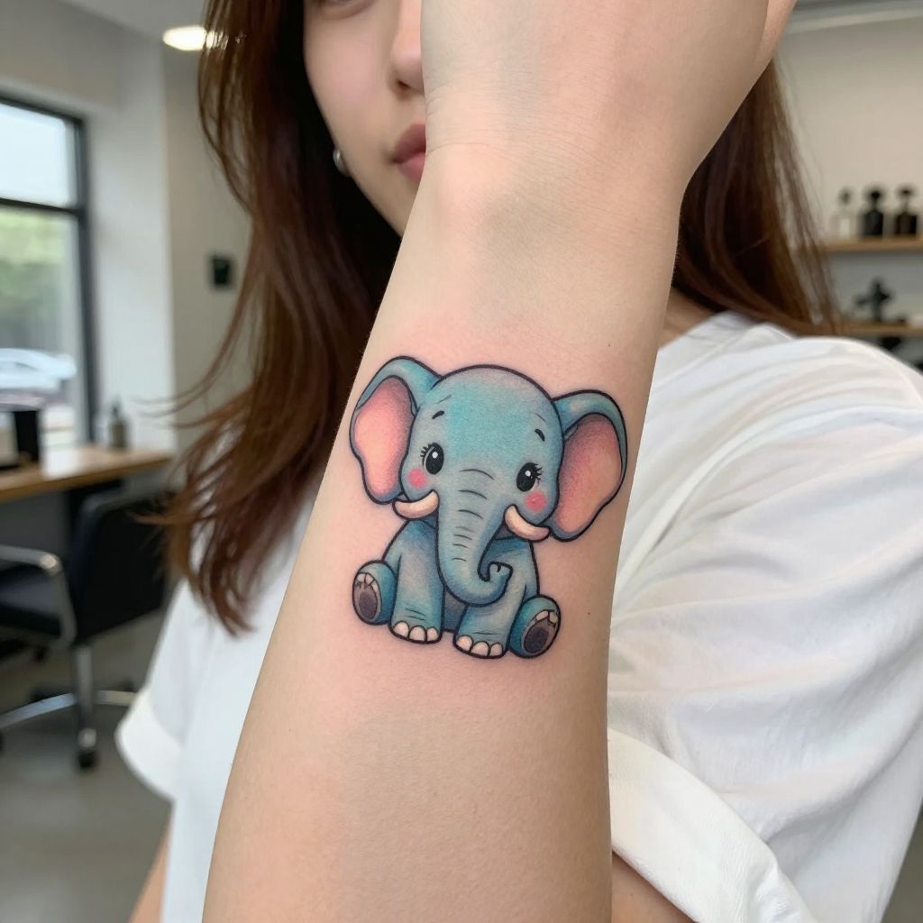 Cartoon Elephant Tattoo