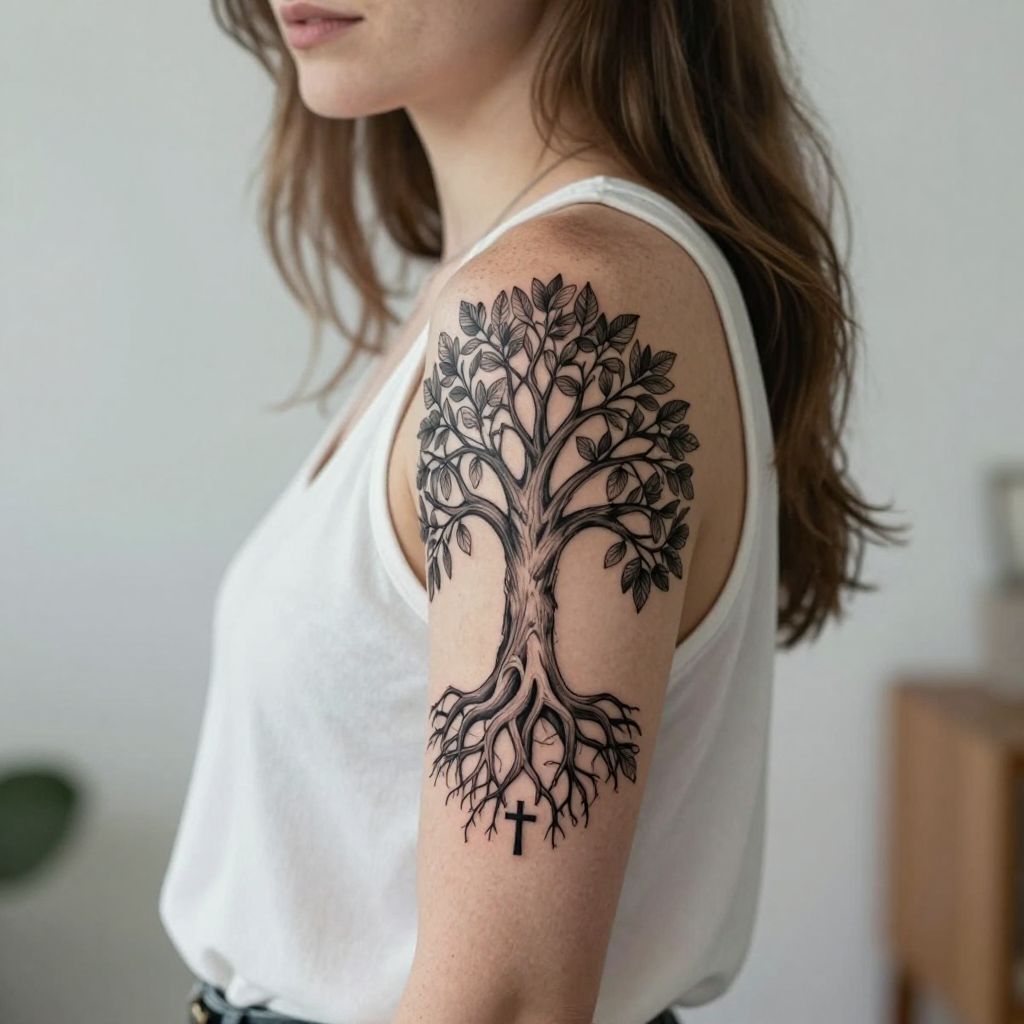 Tree of Life with Cross Roots