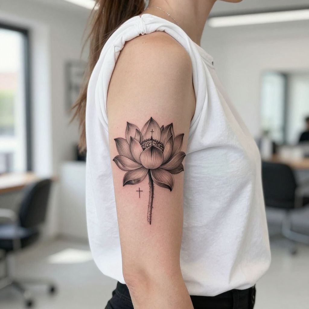 Lotus Flower with Subtle Cross