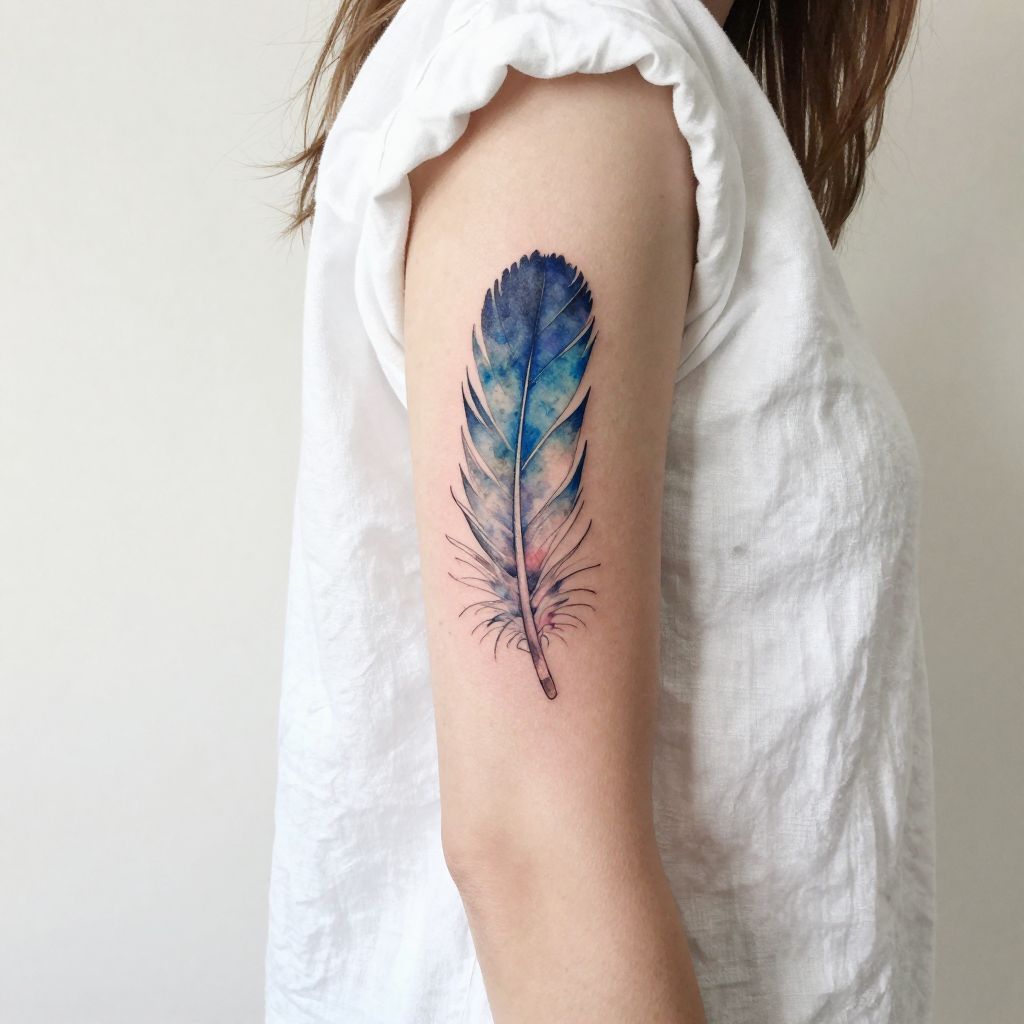 Watercolor Feather Drift