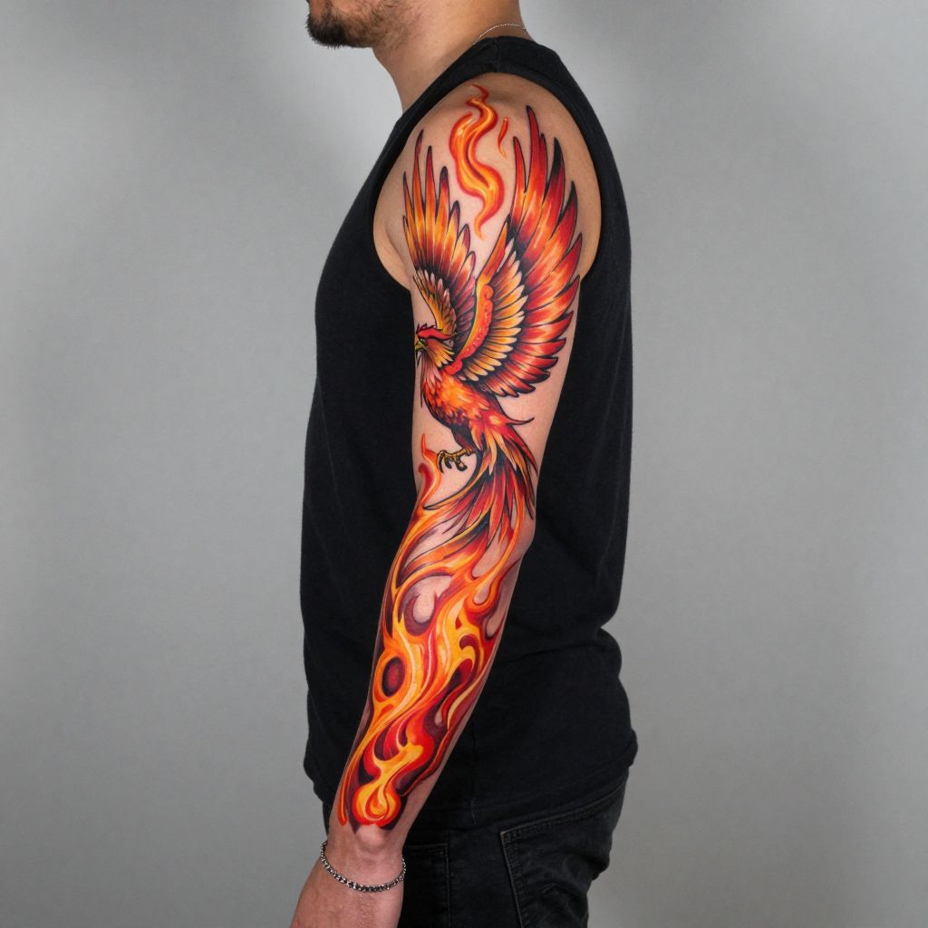 Phoenix Rising from Flames