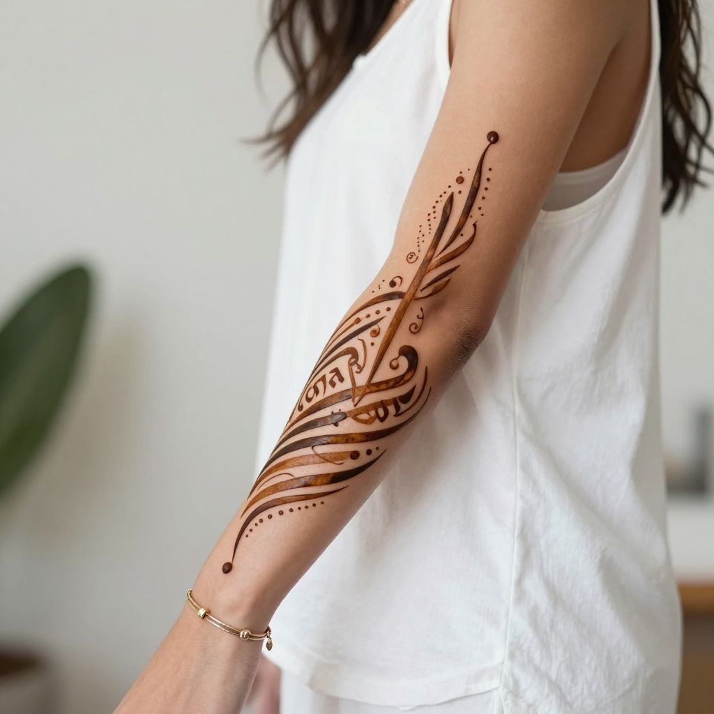 Arabic Calligraphy-Inspired Stripes on the Forearm