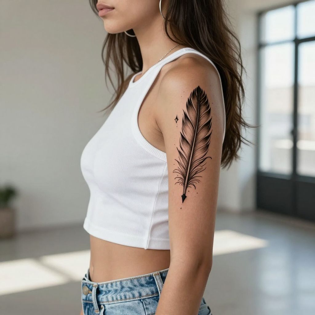 Feather and Arrow Combo on the Side Rib