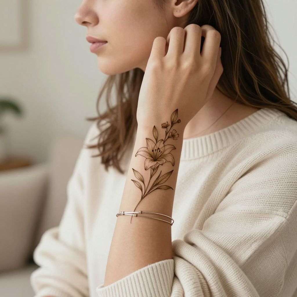 Delicate Floral Bracelet Around the Wrist