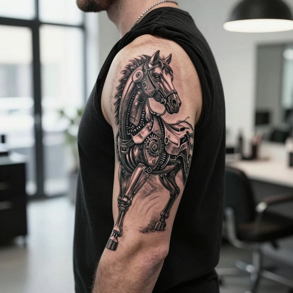 Mechanical Horse Tattoo