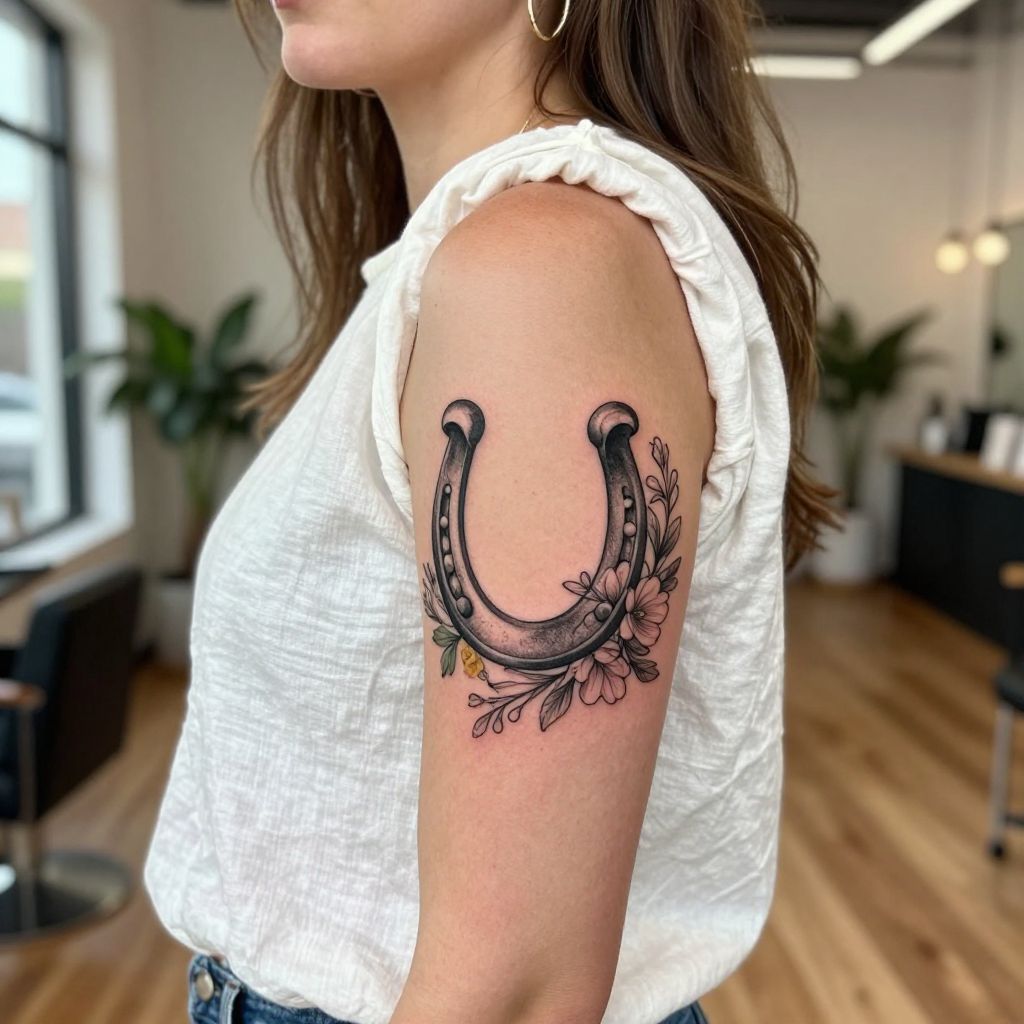 Horseshoe with Floral Accents