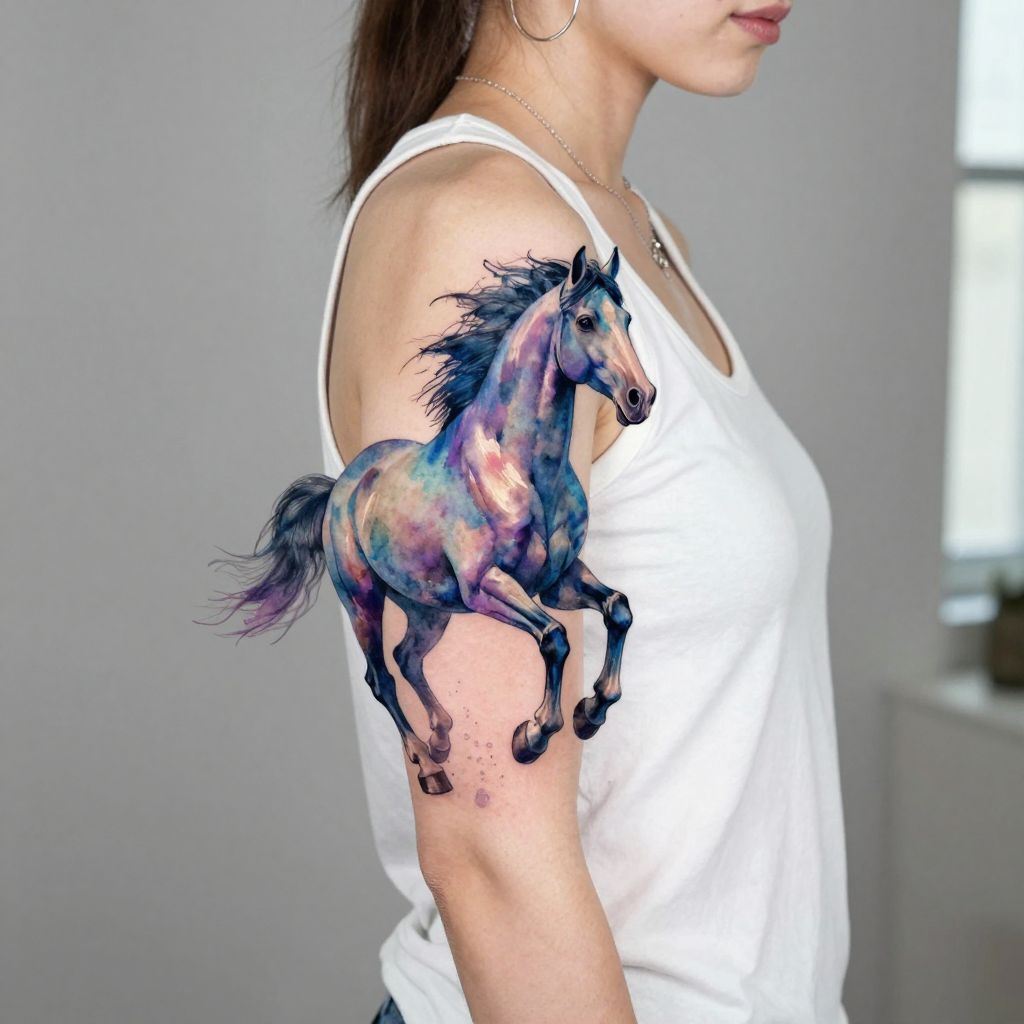 Watercolor Horse Tattoo