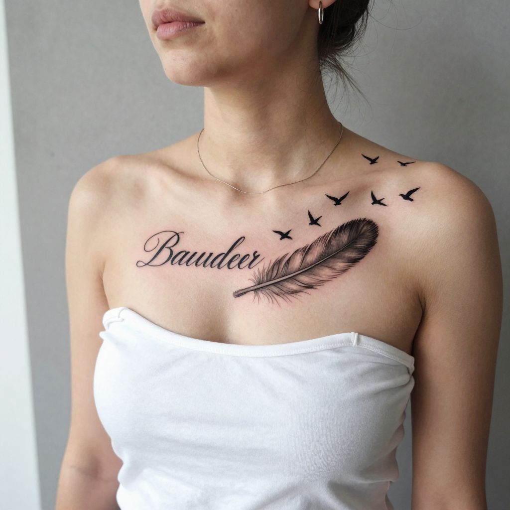Name with Feather and Birds Flying