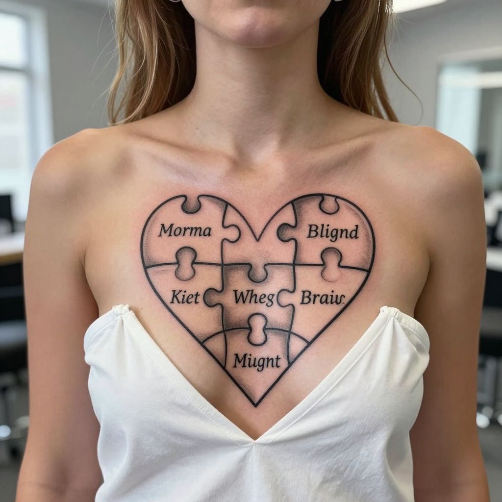 Puzzle Heart with Names