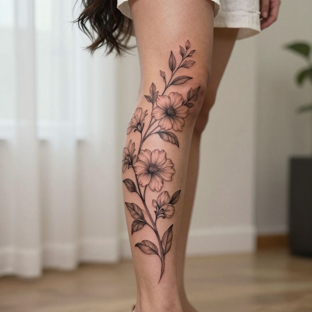 Floral Vine Wrapping the Calf