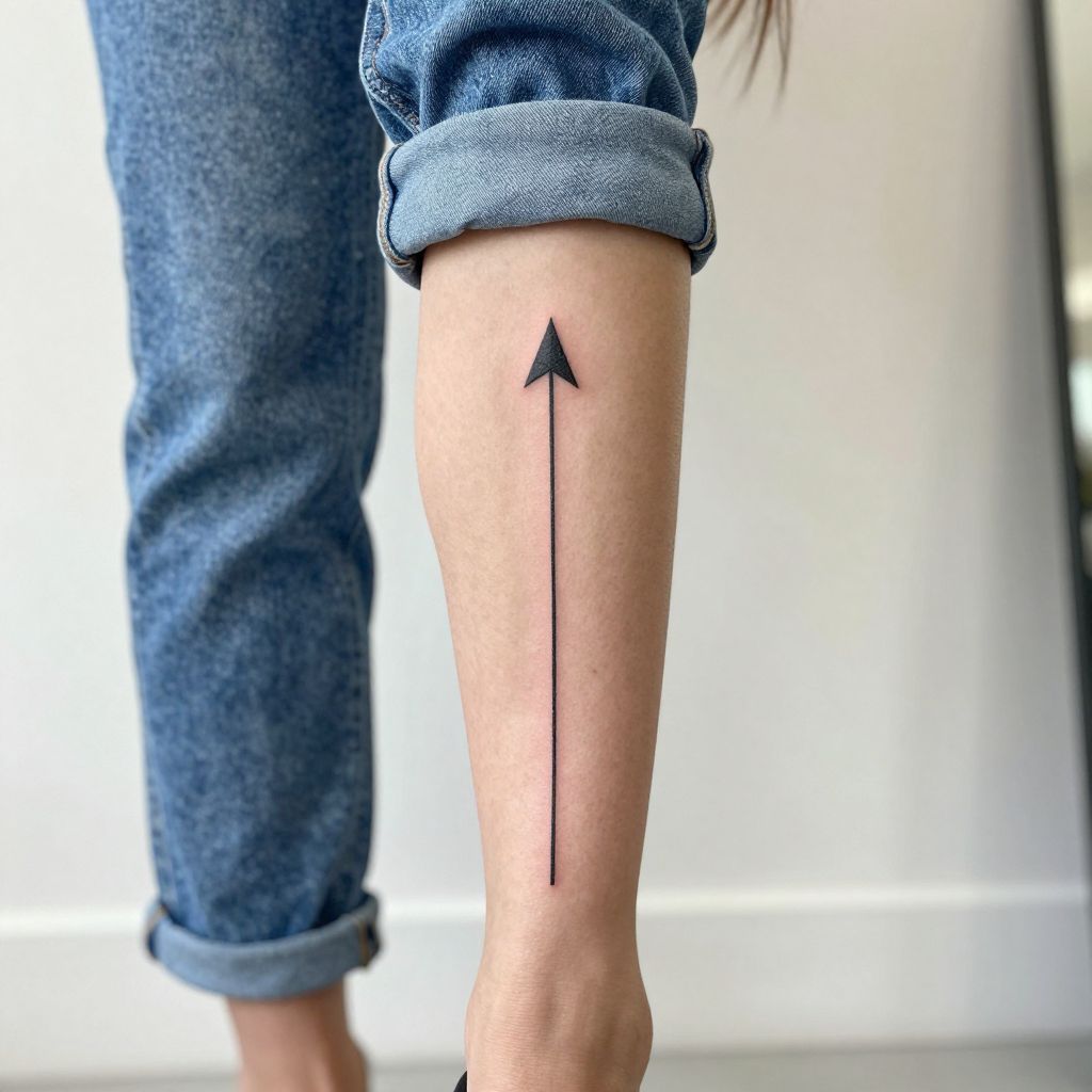 Minimalist Arrow Along the Shin