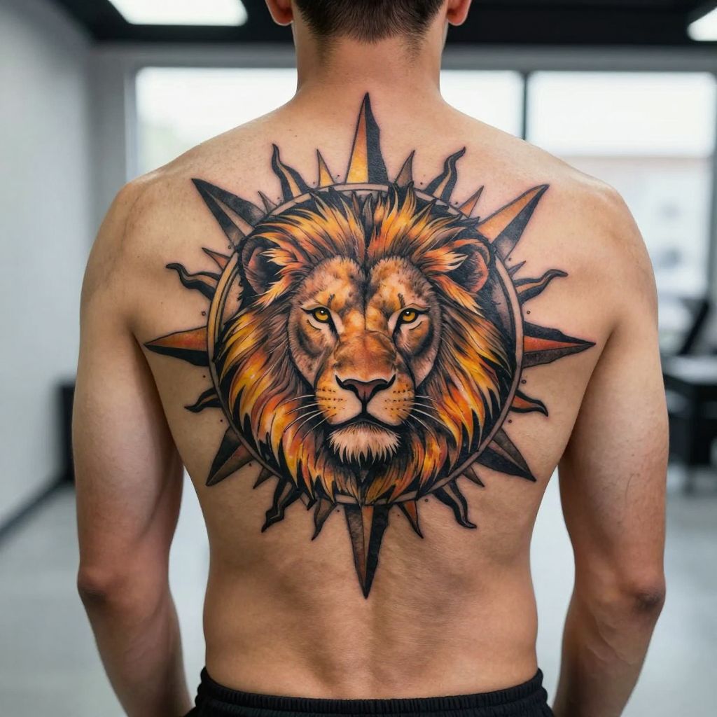Leo Solar Symbol Tattoo
