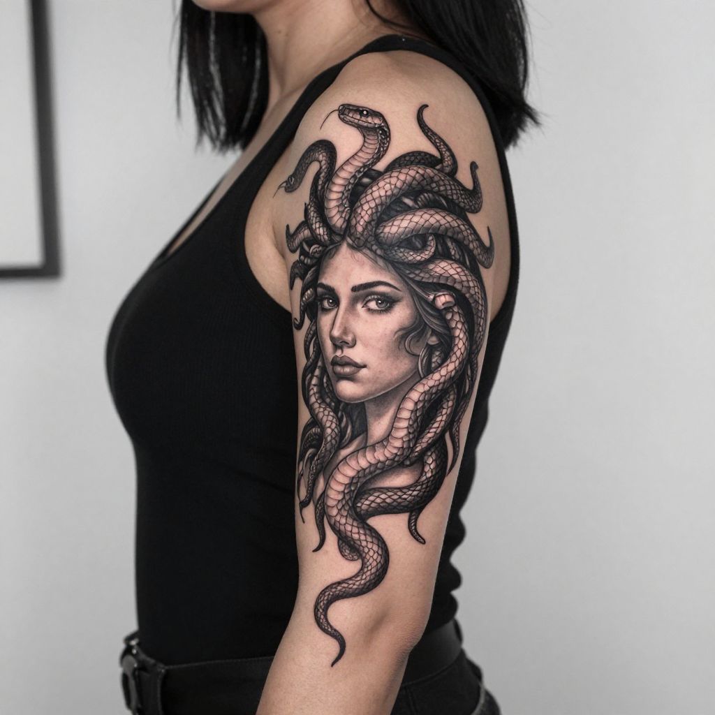 Classic Medusa Portrait with Snake Hair