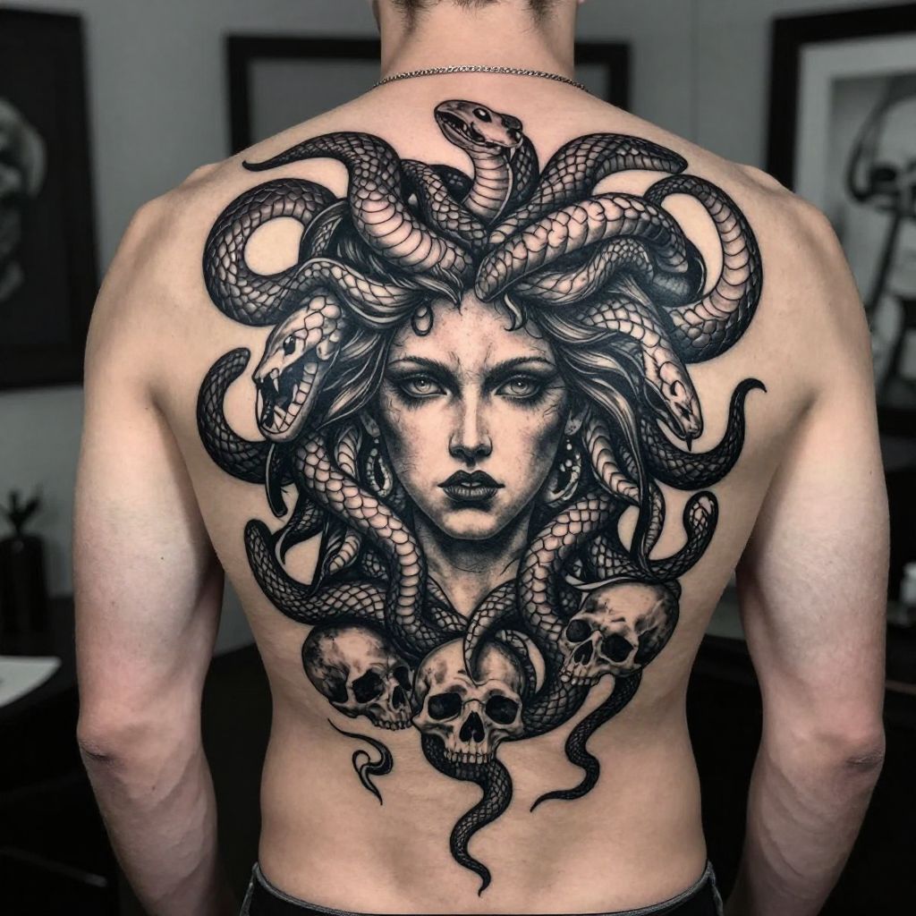 Medusa with Snake and Skull Combo
