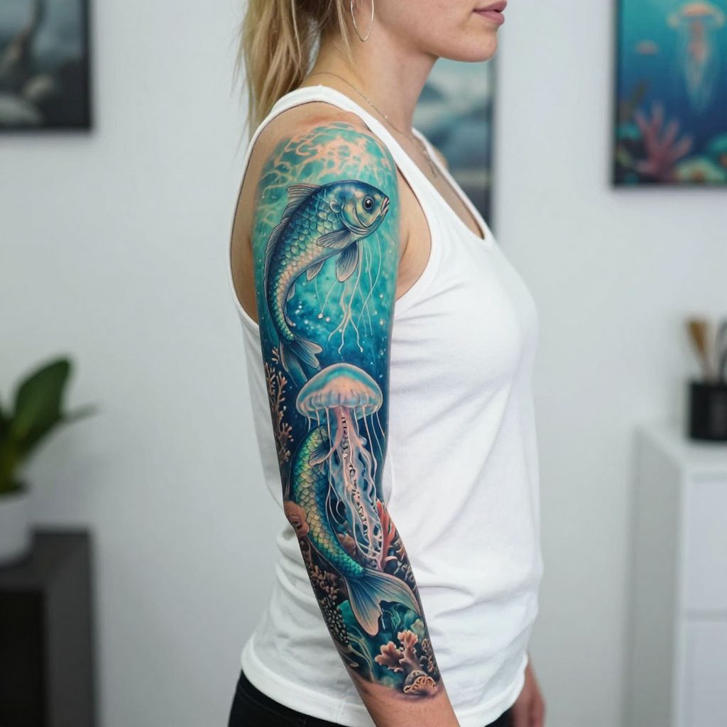 Pisces Fish with Ocean Scene