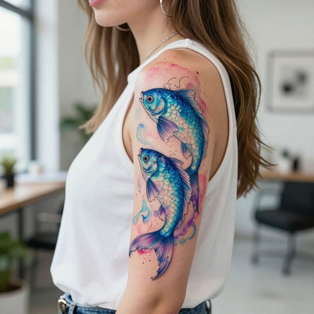 Dreamy Watercolor Pisces Fish