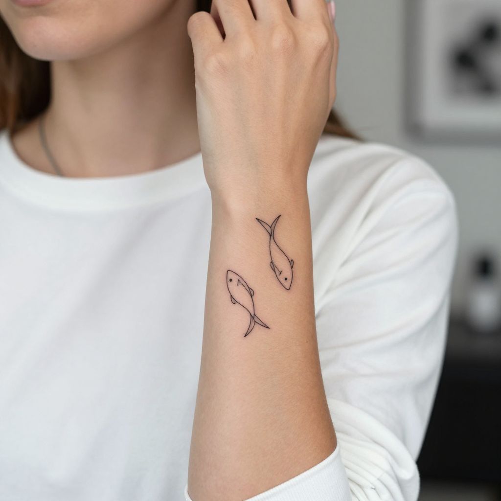 Minimalist Pisces Line Art