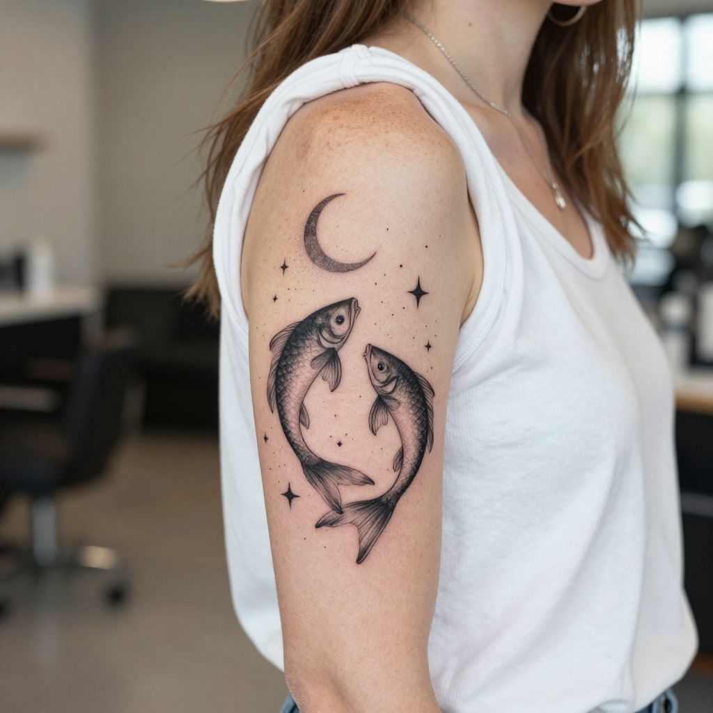 Celestial Pisces Moon and Stars