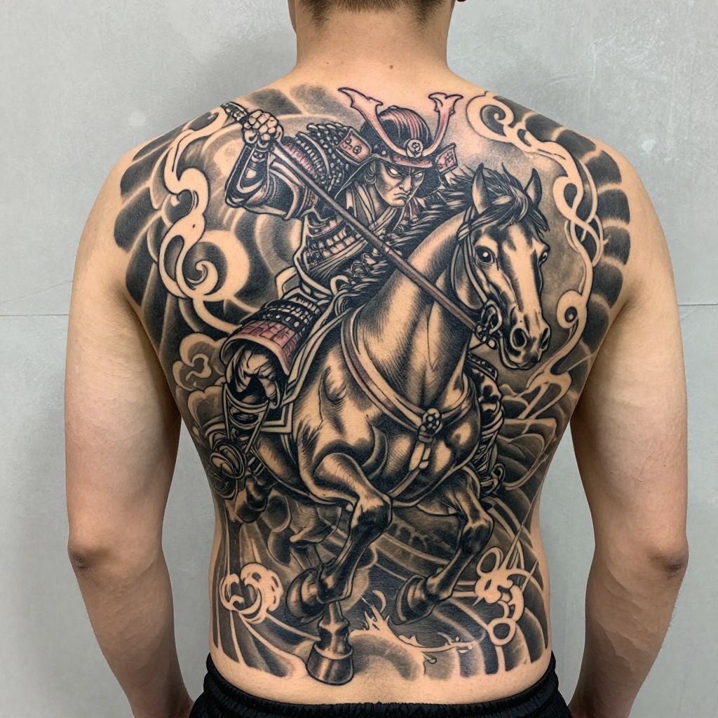 Samurai on Horseback Charging Forward