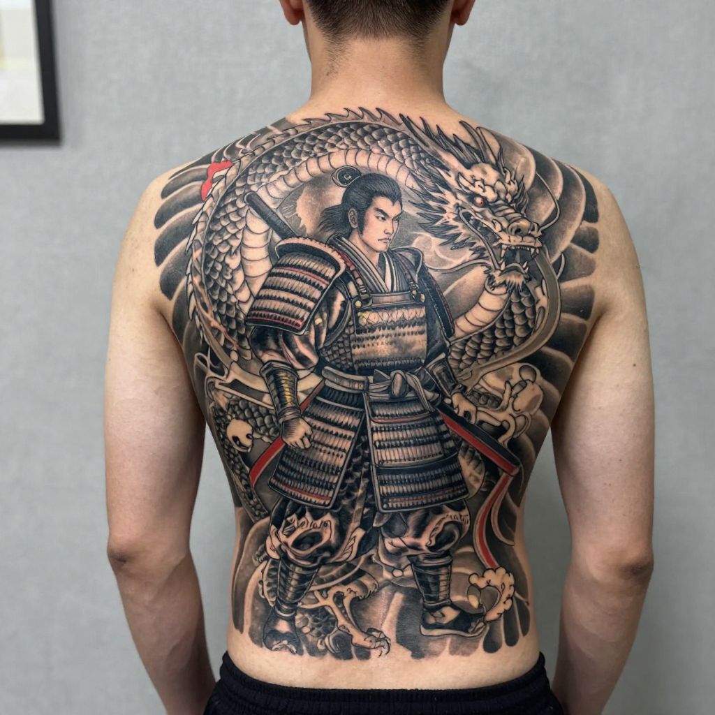 Samurai with Dragon Companion
