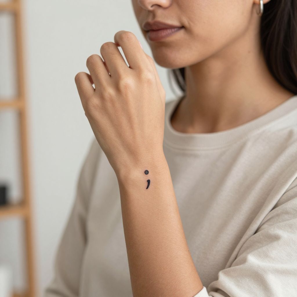Minimalist Semicolon on the Wrist