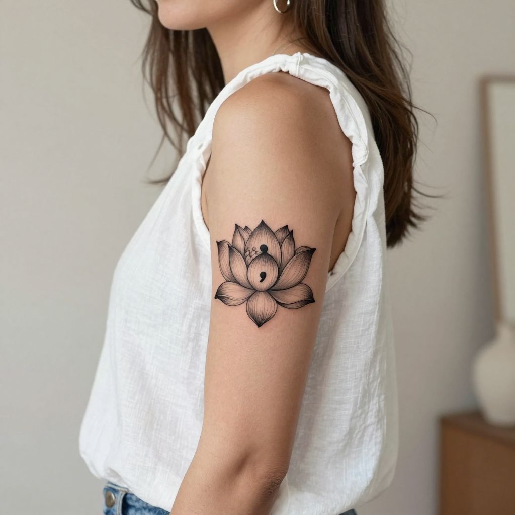 Semicolon with Lotus Flower