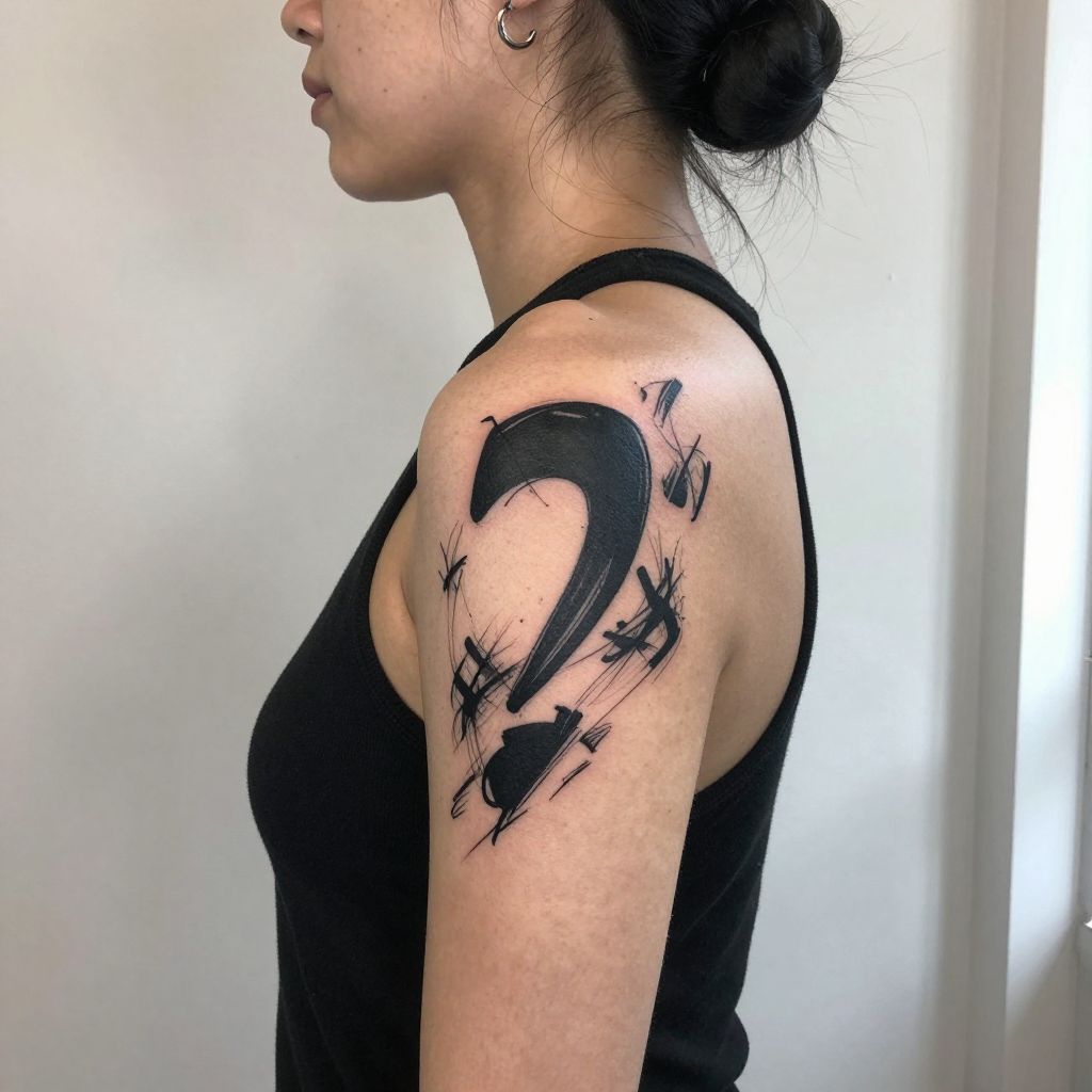 Semicolon with Abstract Brush Strokes