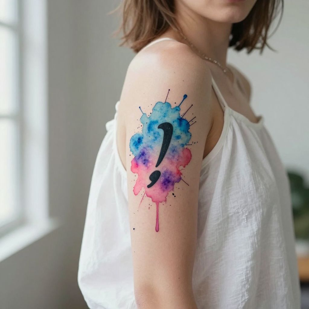 Watercolor Semicolon Splash