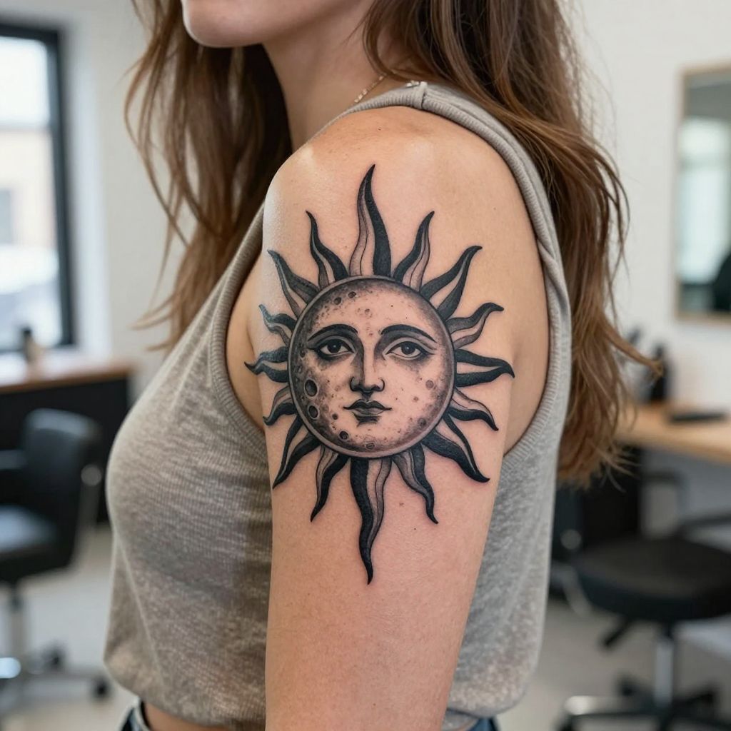 Semicolon with Sun and Moon