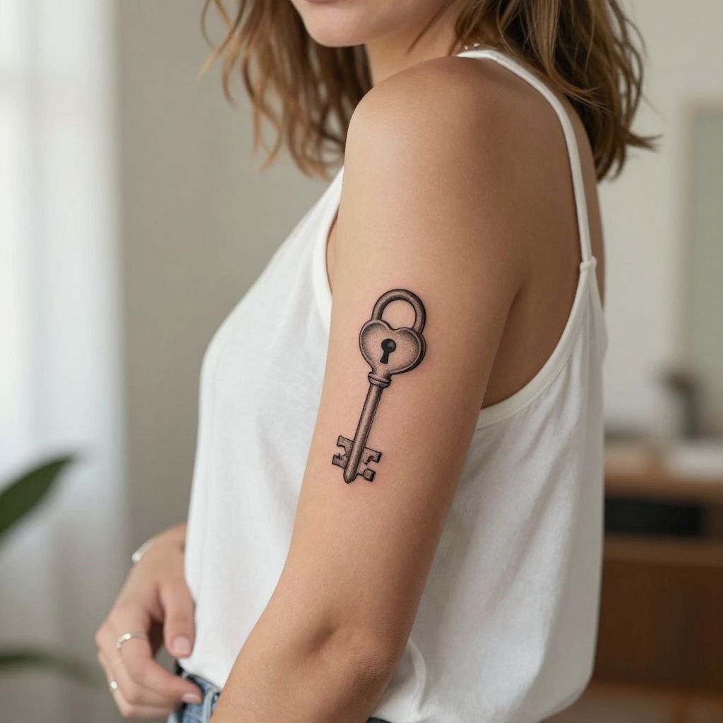 Charming Lock and Key on the Inner Forearm