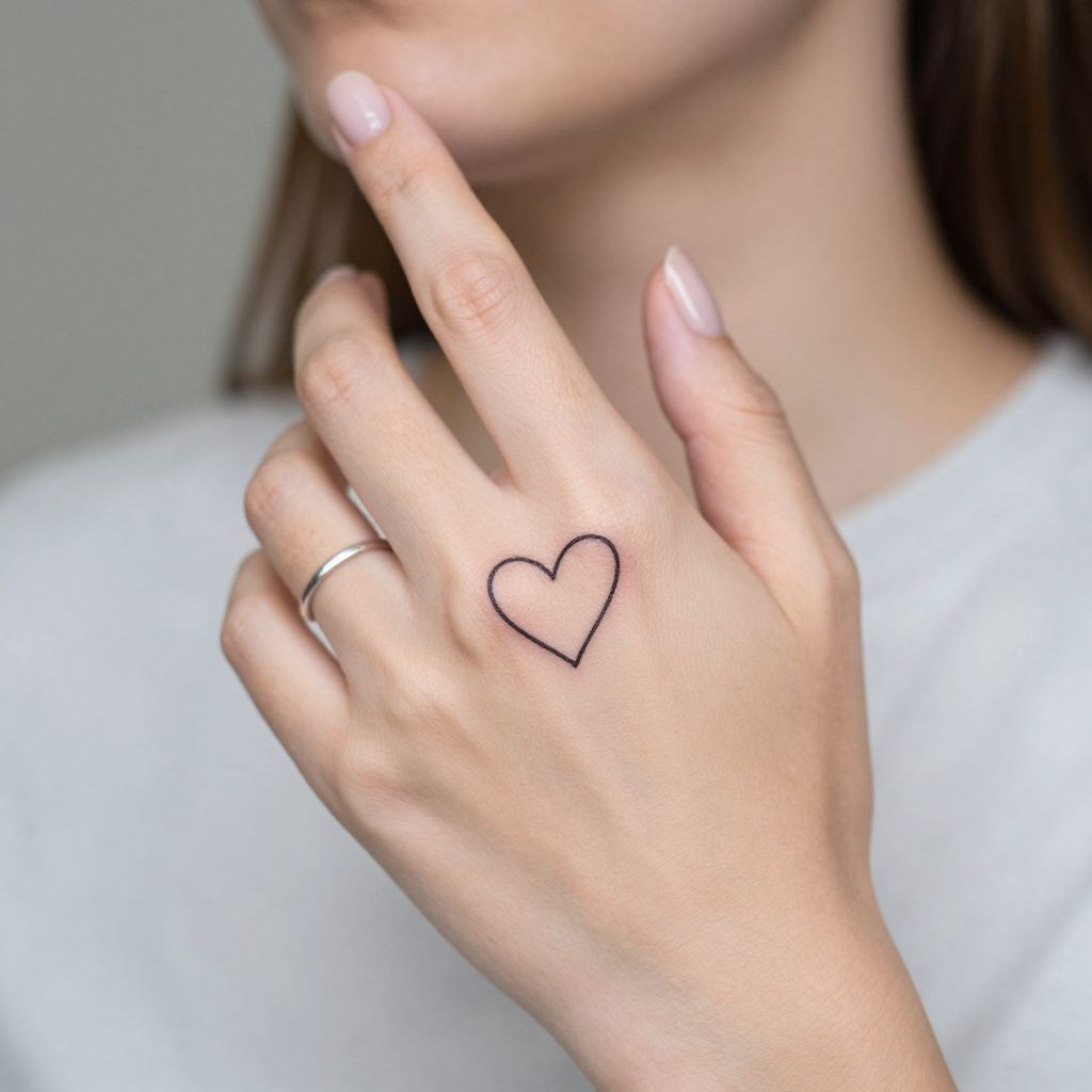 Tiny Heart Outline on the Finger