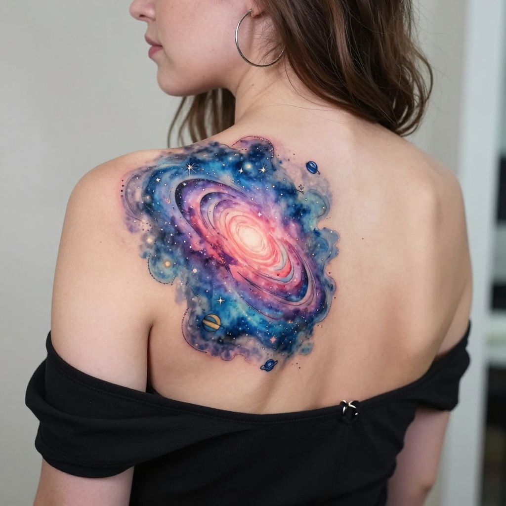 Whimsical Galaxy on the Upper Back