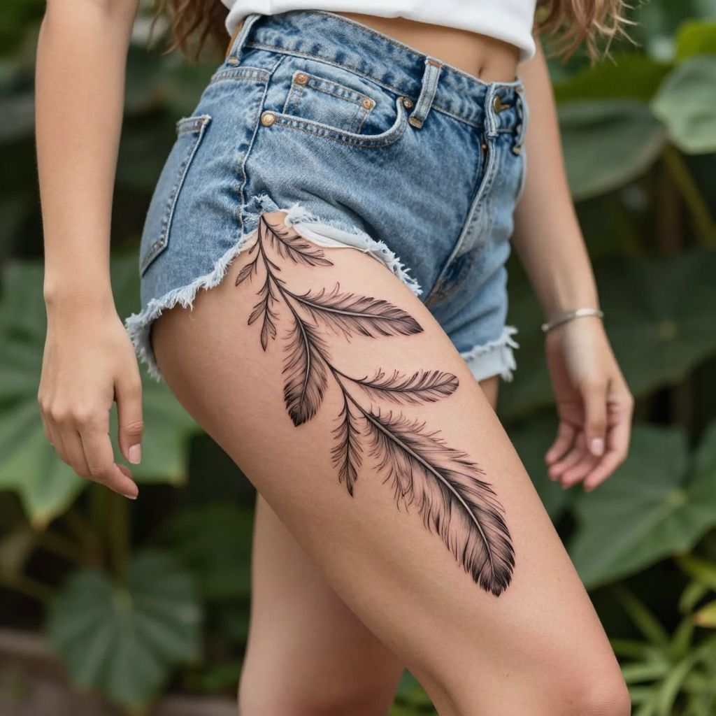 Feathery Vine Climbing the Side of the Thigh