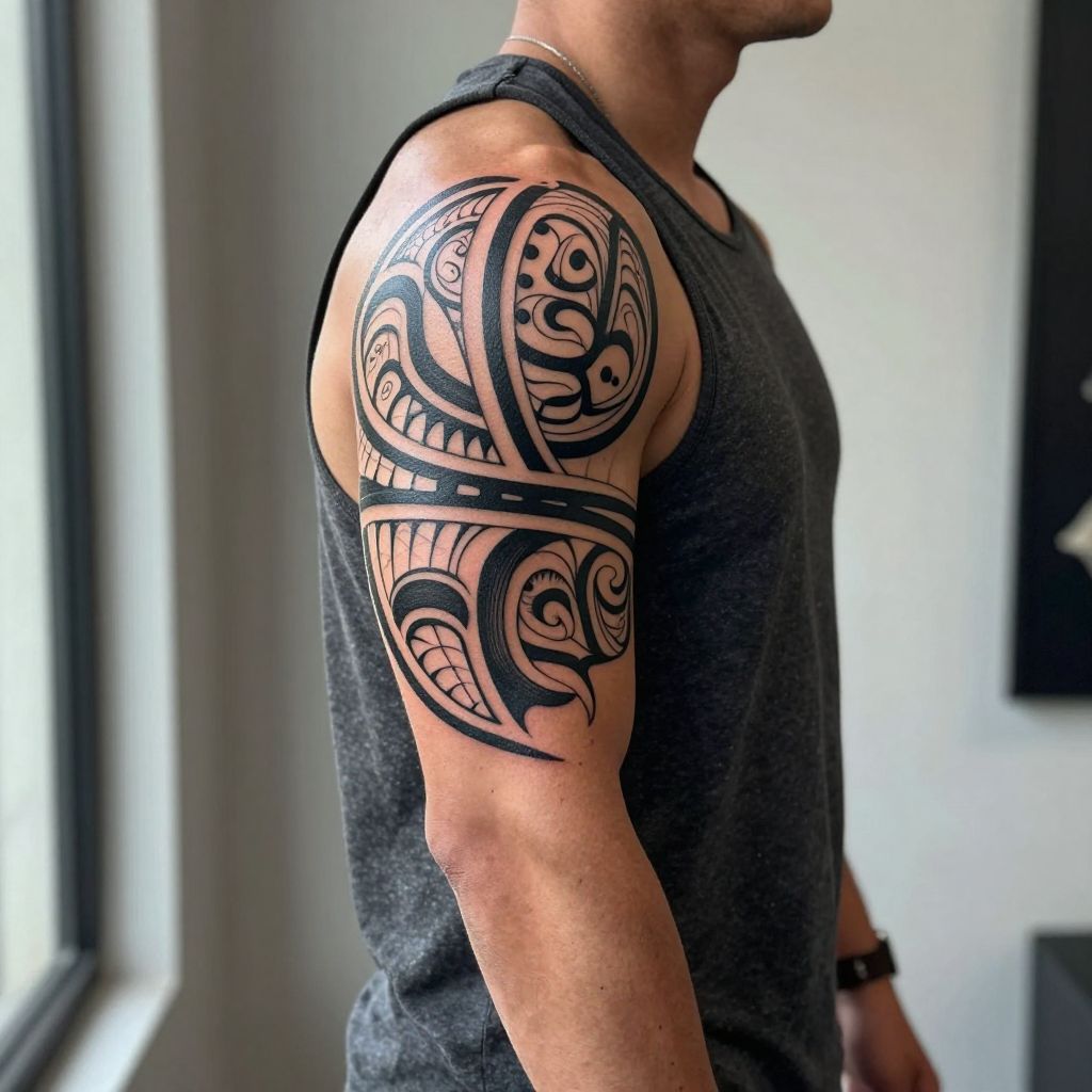 Tribal Inspired Arm Band Tattoo