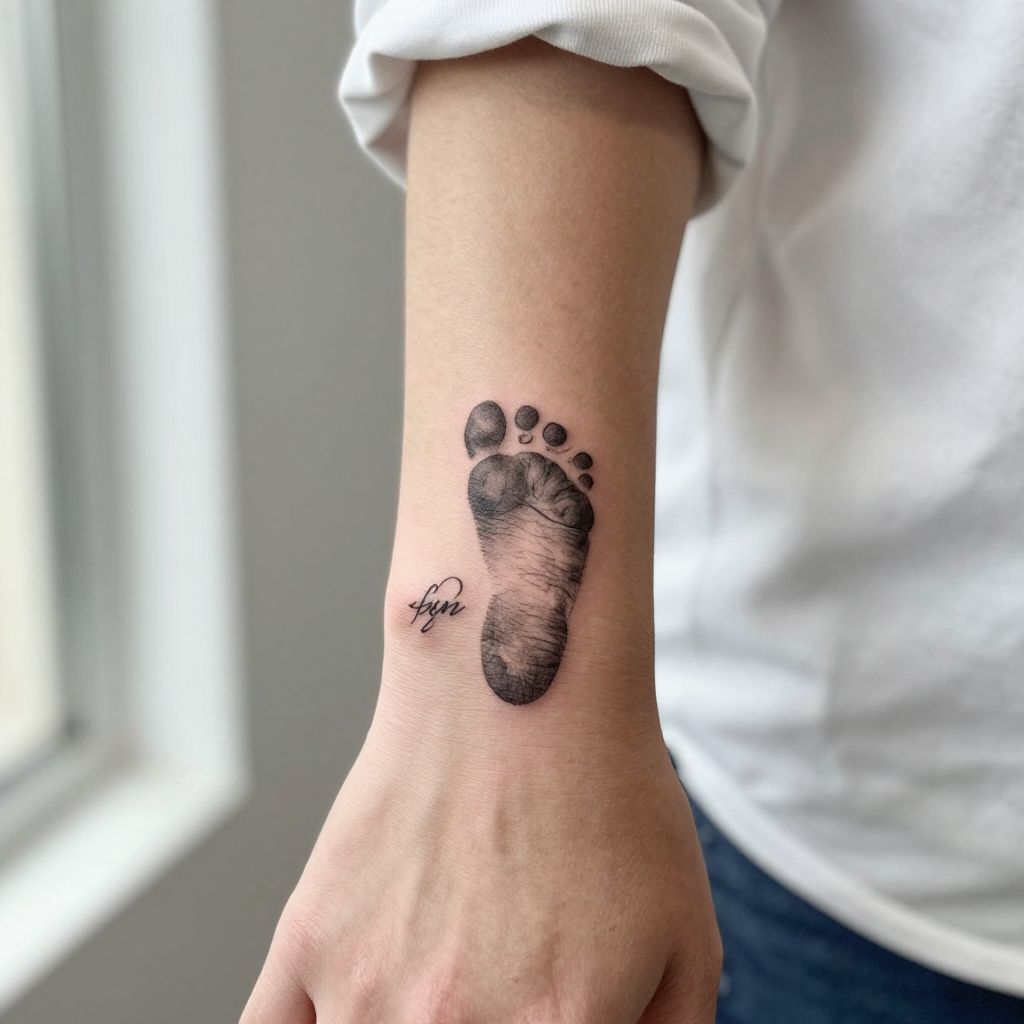 Footprint with Name and Date