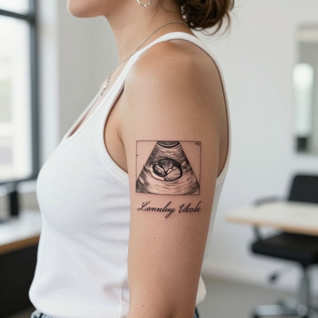 Sonogram Line Art Tattoo
