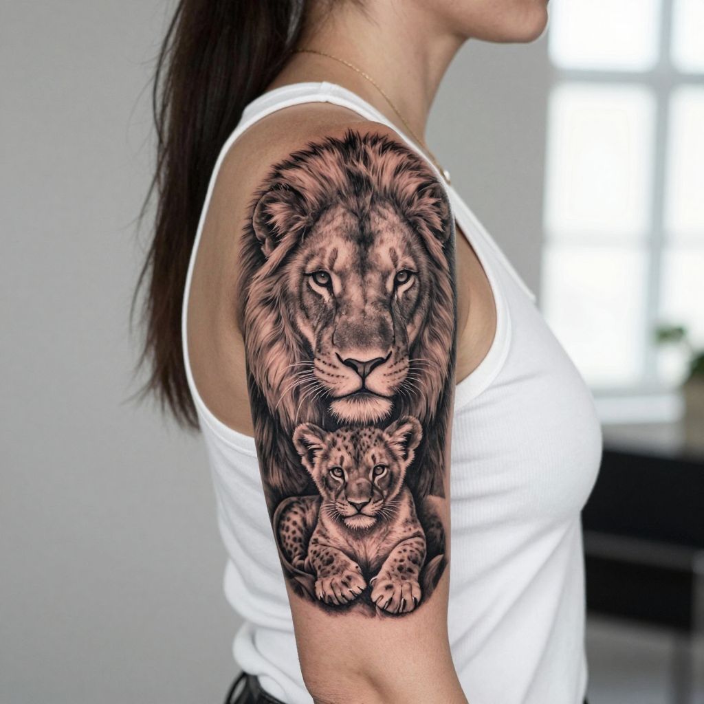 Lion and Cub Illustration