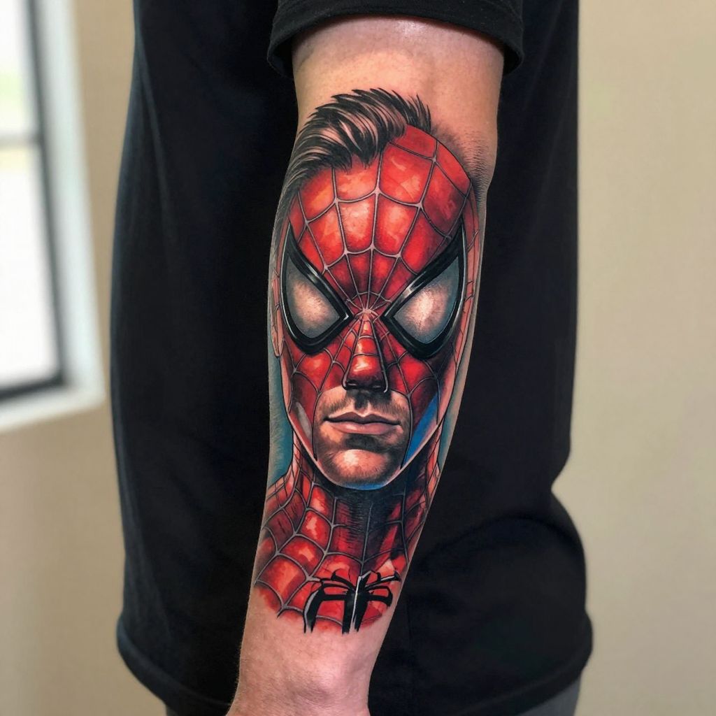Spiderman Mask Half Face Portrait
