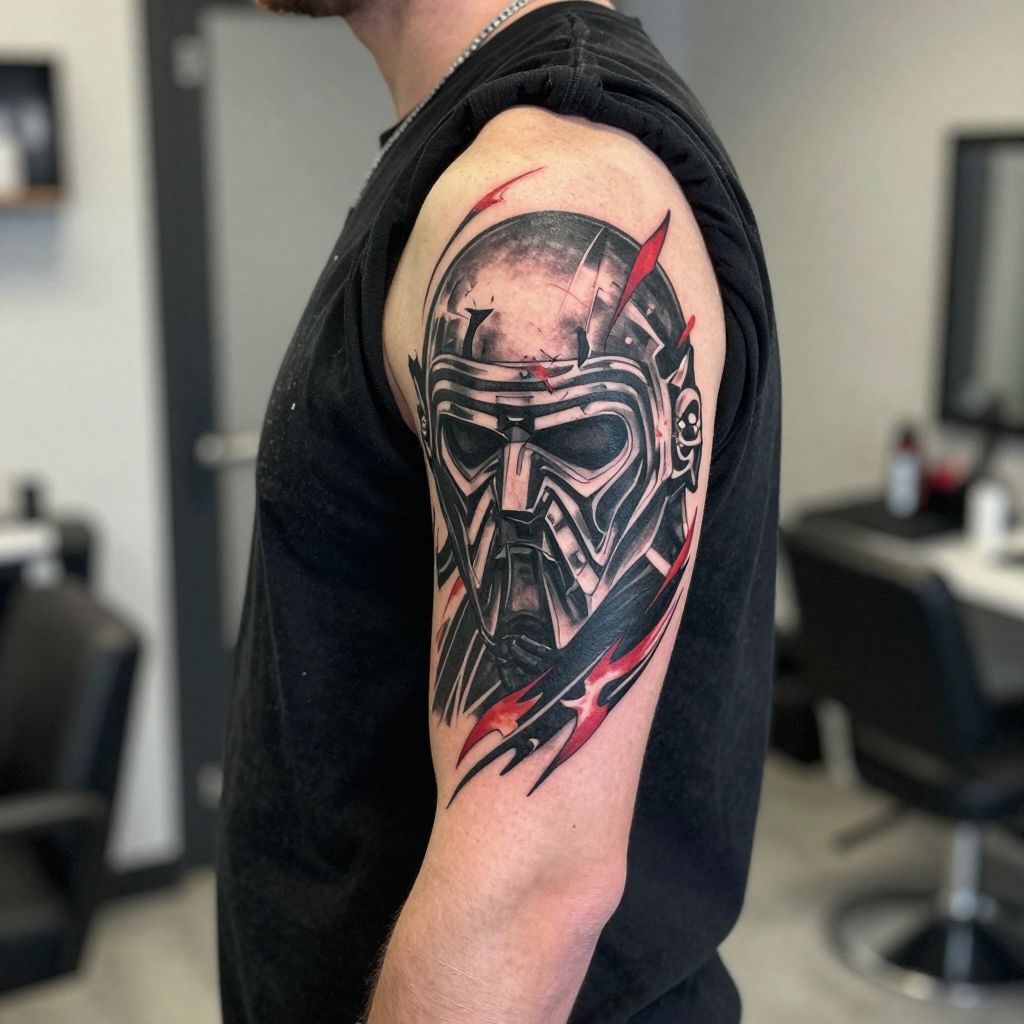 Kylo Ren Mask with Abstract Line Work