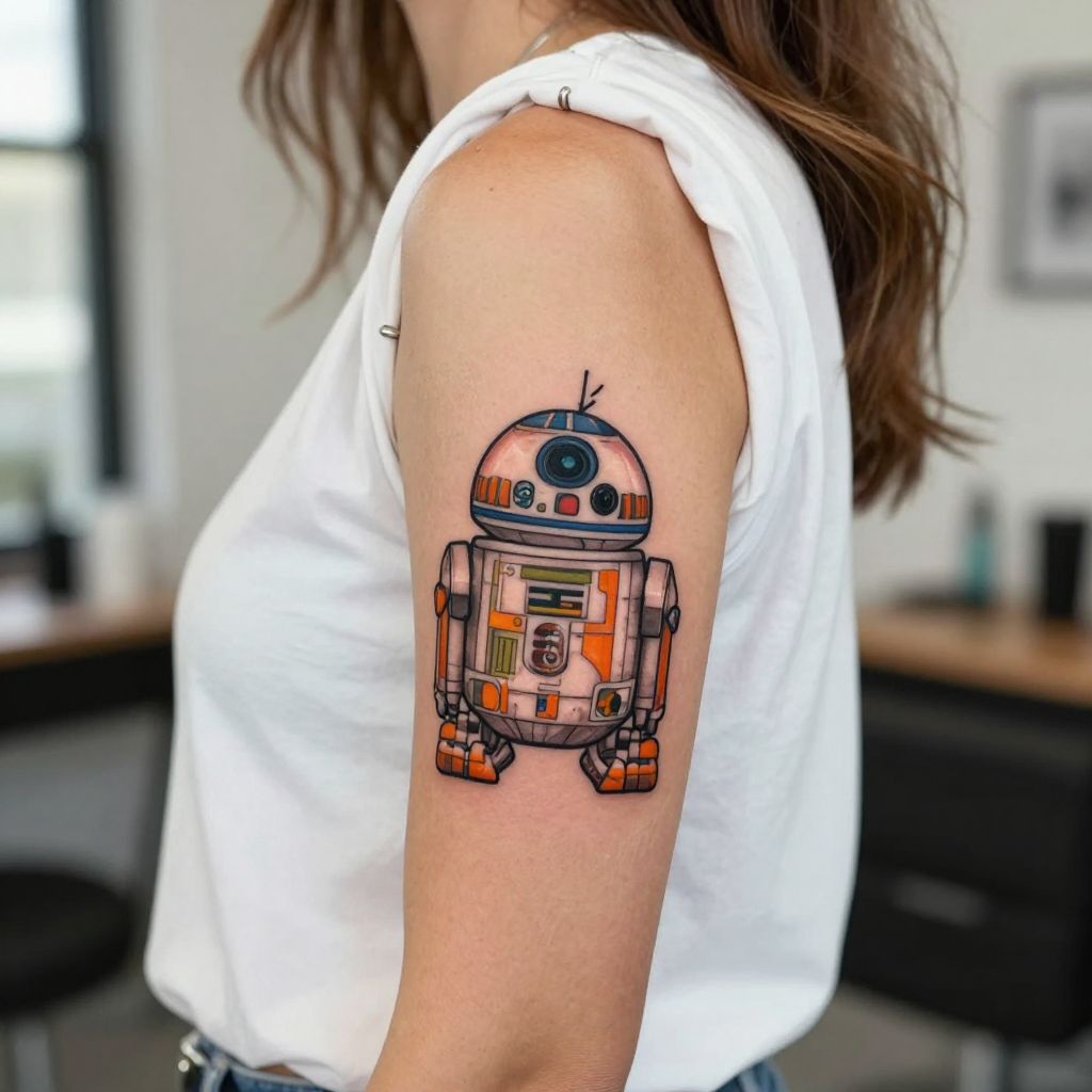 BB-8 Droid Tattoo with Colorful Details